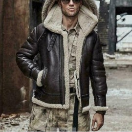 Abrigo con capucha de cuello de piel de aviador de invierno para hombre chaqueta de cuero de imitación para hombre