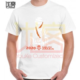 Camiseta de manga corta de algodón con cuello redondo de moda para hombres y mujeres con logo saudí de carreras de Rallys 2020