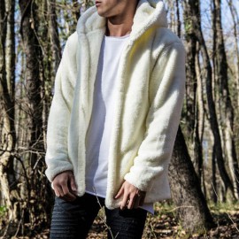 Invierno cálido para hombre invierno grueso sudaderas con capucha mullido chaqueta de piel de lana con capucha abrigo prendas de