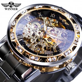 Reloj de pulsera con esqueleto mecánico para hombre de lujo de marca superior de diseño real con movimiento luminoso Diamante de