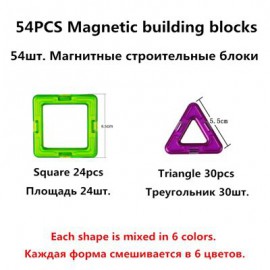 54 Uds. Bloques de construcción magnéticos de tamaño grande triángulo cuadrado ladrillo diseñador iluminar ladrillos juguetes ma
