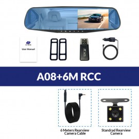 E-ACE Full HD 1080P coche Dvr Cámara Auto 4,3 pulgadas espejo retrovisor grabadora de vídeo Digital doble lente cámara de regist