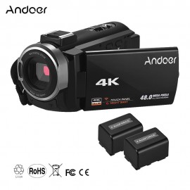 Andoer portátil 4K HD videocámara Digital DV 16X Zoom Digital 3 pulgadas pantalla táctil WiFi soporte de zapata caliente con 2 *