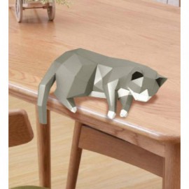 3D gato en la Luna Animal papel pared arte escultura modelo juguete hogar Decoración salón decoración papel para manualidades mo