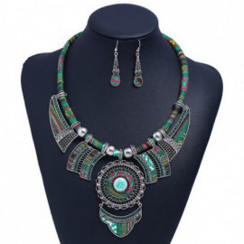 Joyería de moda collar y pendientes de resina de estilo nacional conjuntos de joyas de dos piezas para mujer traje étnico conjun