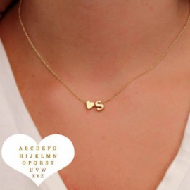 Moda pequeño corazón delicado inicial personalizado letra nombre gargantilla Collar para mujeres Color oro colgante accesorios d