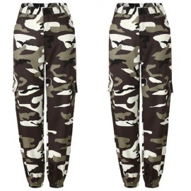 Mujer Camo Cargo Pantalones Casual ejército militar combate camuflaje Jeans pantalón de cintura alta