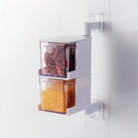 Caja de condimentos giratoria para pared, contenedor de azúcar con tapa, soporte para cuchara, sal, pimienta, especias, cocina, 