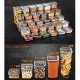 Juego de contenedores de almacenamiento de alimentos de cocina con cubierta al vacío/tapa y organización de despensa para cereal